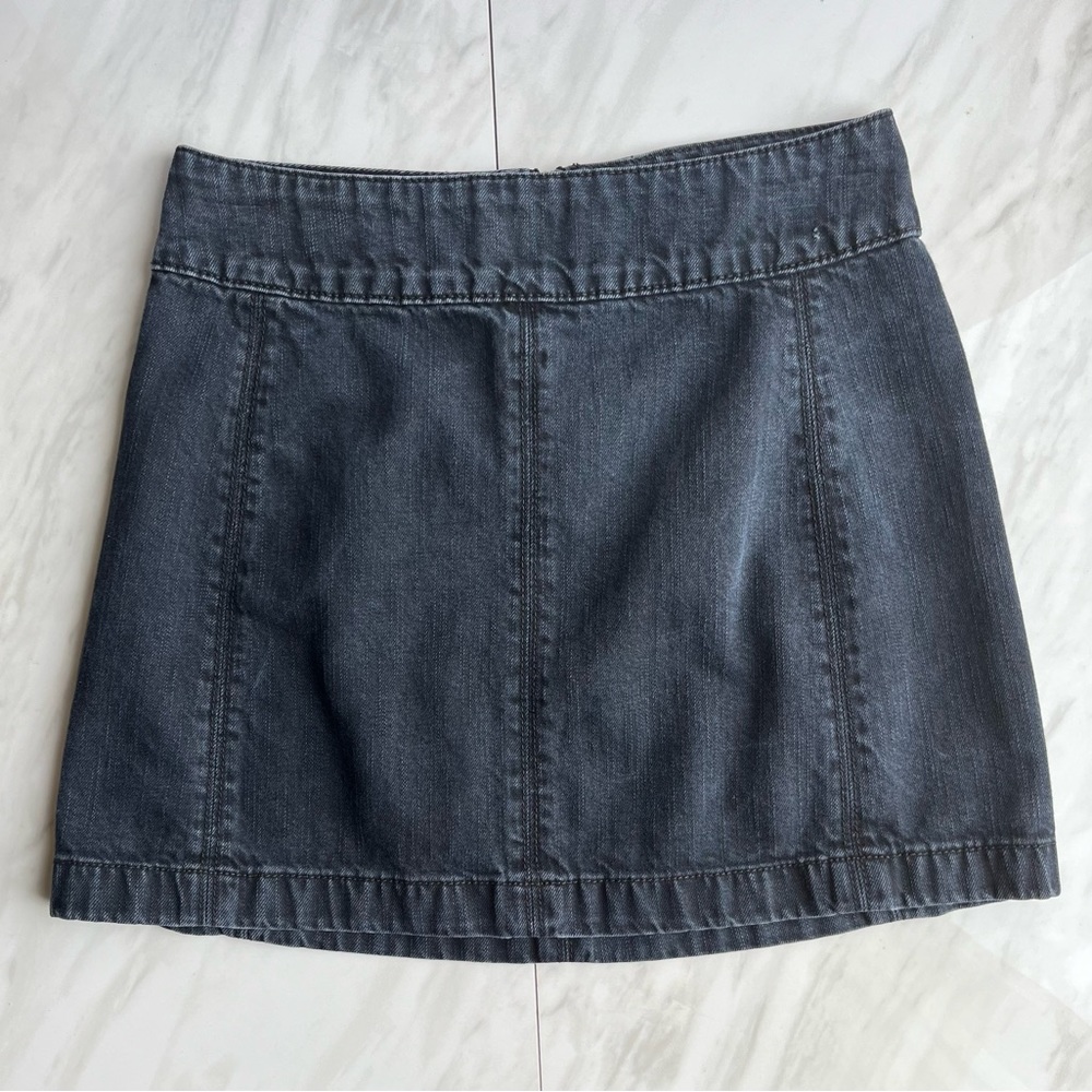 Free People Black Denim Mini Skirt